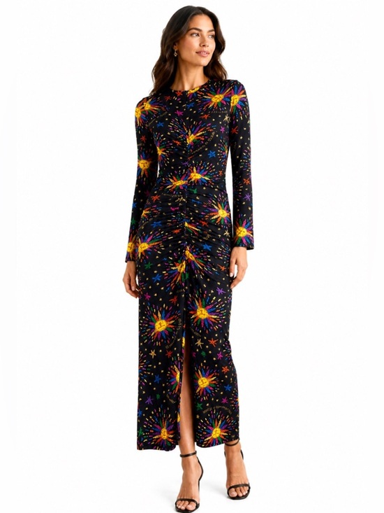 FARM Rio Dresses & Skirts - Farm Rio Celestial Sunburst Ruched Maxi Dress Size Large